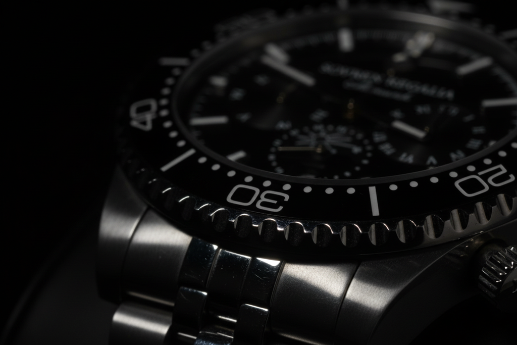 Scalloped bezel macro - black background